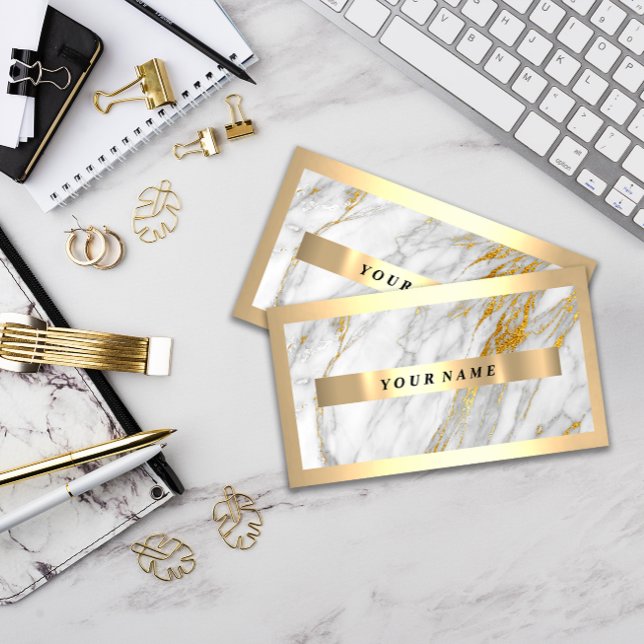 Professional Modern Gold Frame Grey Grey Marble Business Card (Professional Modern Gold Frame Gray Grey Marble Business Card)