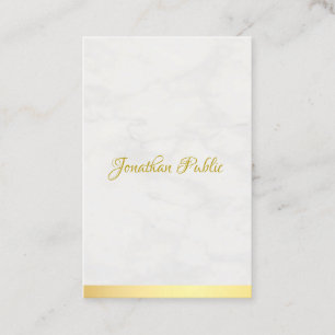Professional Modern Gold Marble Handwritten Name Business Card