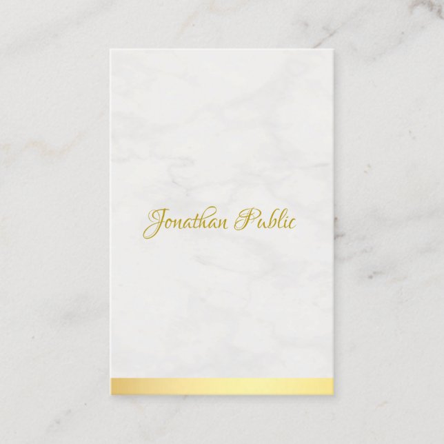 Professional Modern Gold Marble Handwritten Name Business Card (Front)
