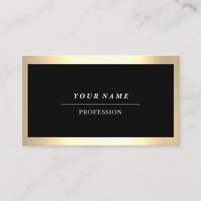Professional Modern Golden Framed Black Consulting Business Card (Front)