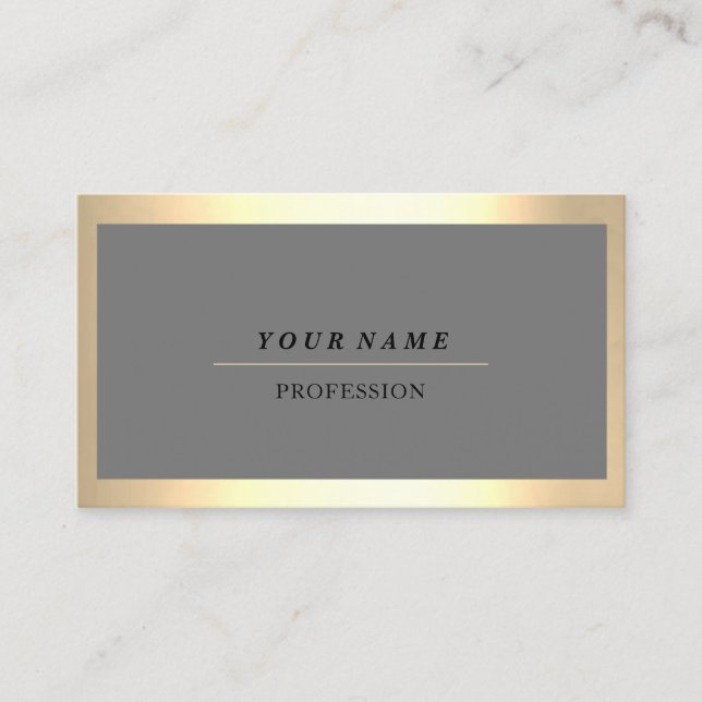 Professional Modern Golden Framed Grey Consulting Business Card (Front)