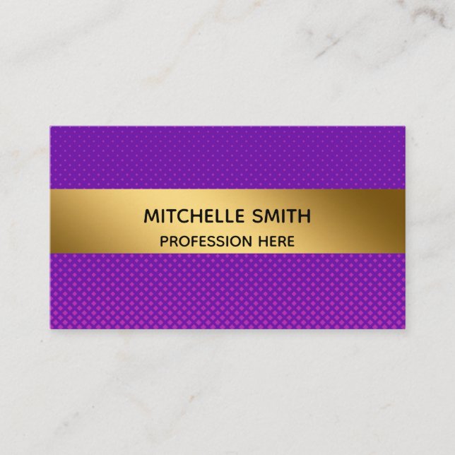 Professional Modern Golden Simply Purple Business Card (Front)