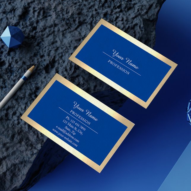 Professional Modern Golden Simply Royal Blue Business Card (Professional Modern Golden Simply Royal Blue Business Card)