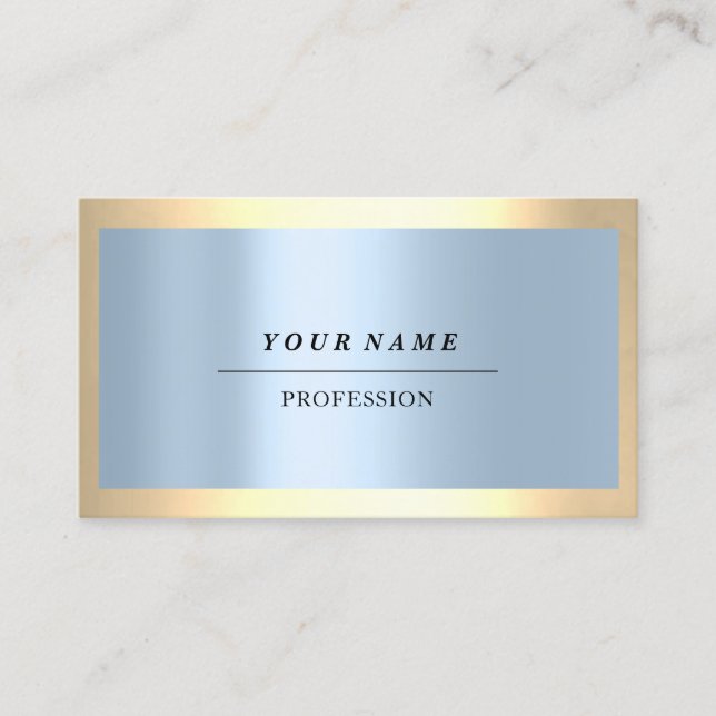 Professional Modern Golden Smoky Blue Pastel Business Card (Front)