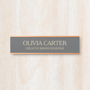 Professional Modern gray Gold Office Name Title Door Sign