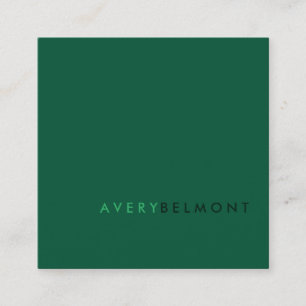 Professional Modern Green Black Minimalist Square Business Card