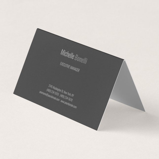 Professional Modern Grey Black Minimalist Business Card (Front)