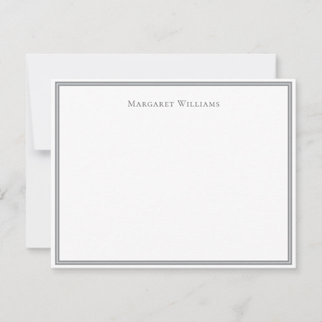Professional Modern Grey Border Note Card (Front)