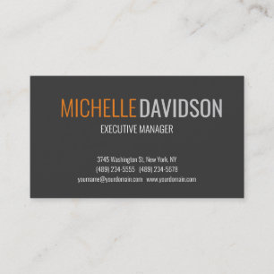 Professional Modern Grey Minimalist Elegant Business Card