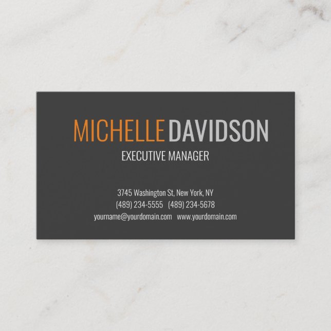 Professional Modern Grey Minimalist Elegant Business Card (Front)
