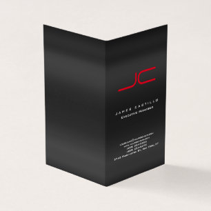 Professional Modern Grey Red Monogram Business Card