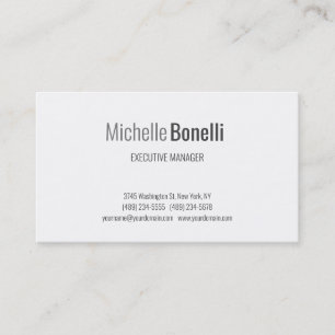 Professional Modern Grey White Minimalist Elegant Business Card