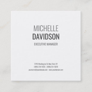 Professional Modern Grey White Minimalist Elegant Square Business Card