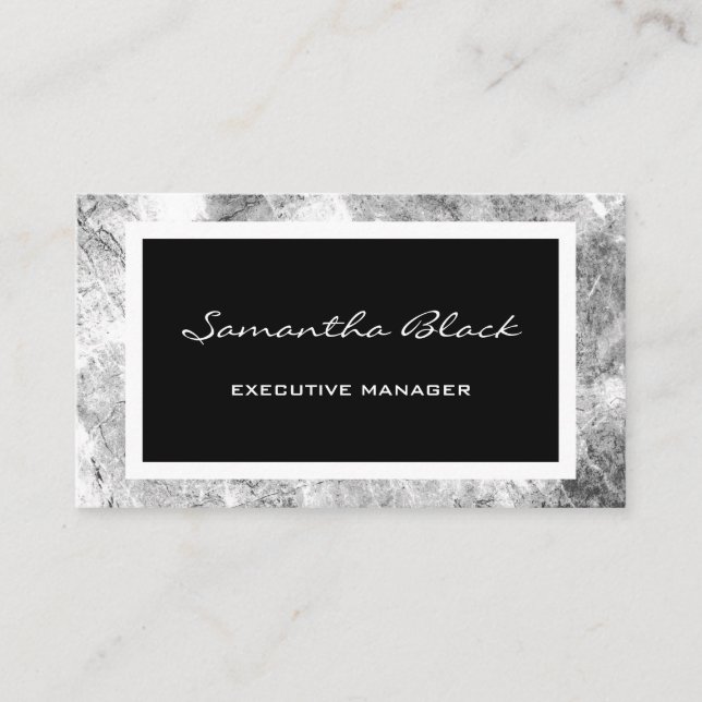 Professional Modern Handwriting Black Grey Business Card (Front)