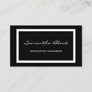 Professional Modern Handwriting Black White Business Card
