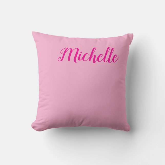 Professional modern handwriting name pink white cushion (Front)