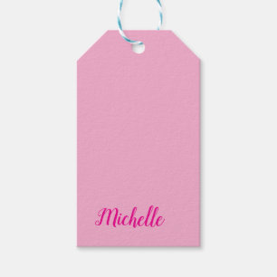 Professional modern handwriting name pink white gift tags