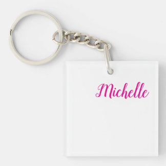 Professional modern handwriting name pink white key ring
