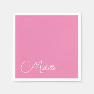 Professional modern handwriting name pink white napkin