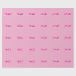 Professional modern handwriting name pink white wrapping paper
