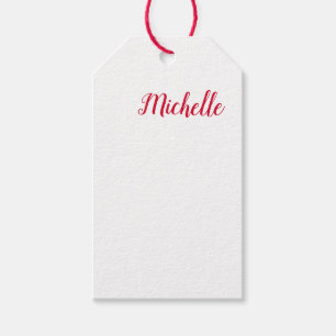 Professional modern handwriting name red white gift tags