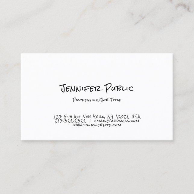 Professional Modern Handwritten Cute Template Business Card (Front)