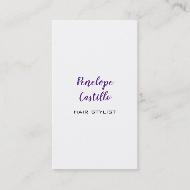 Professional Modern Handwritten Hair Stylist Business Card (Front)