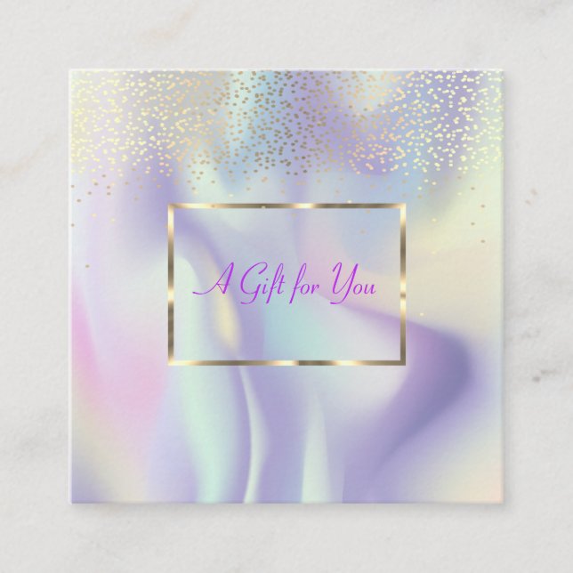 Professional Modern Holographic,Frame,Confetti Discount Card (Front)
