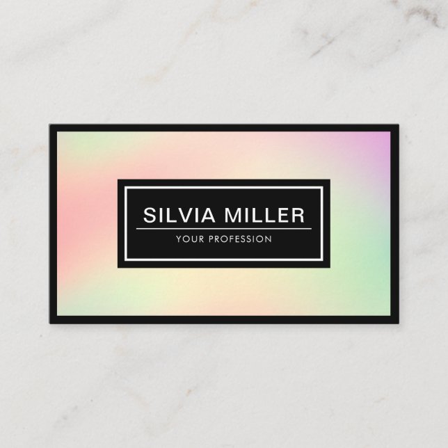Professional Modern Holographic Pastel Rainbow Business Card (Front)
