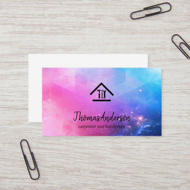 Professional Modern Home Repair Handyman Business Card (Front/Back In Situ)