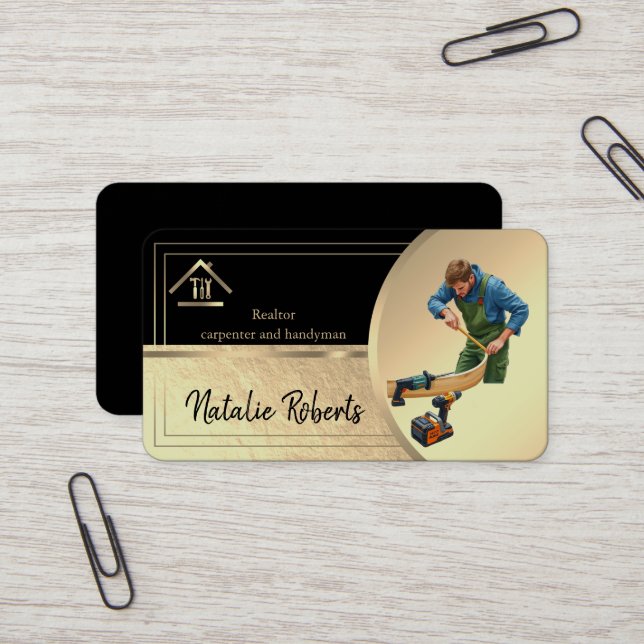 Professional Modern Home Repair Handyman Business Card (Front/Back In Situ)