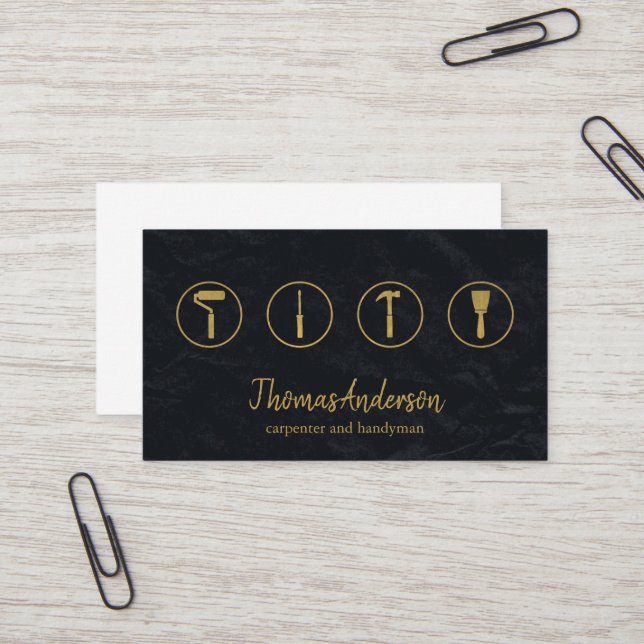 Professional Modern Home Repair Handyman Business Card (Front/Back In Situ)