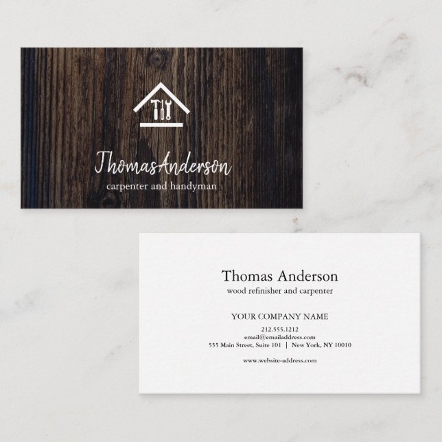 Professional Modern Home Repair Handyman Wooden Business Card (Front/Back)