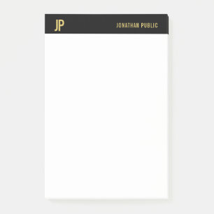 Professional Modern Initials Black White Gold Chic Post-it Notes