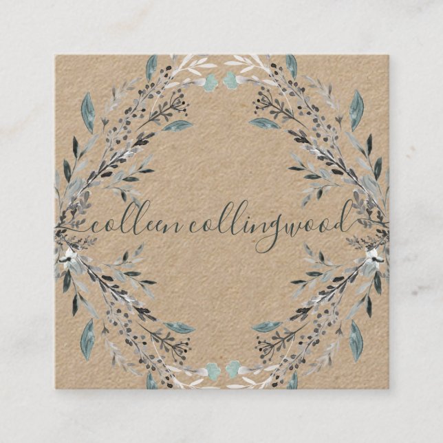 Professional Modern Kraft Paper Handwritten Script Square Business Card (Front)