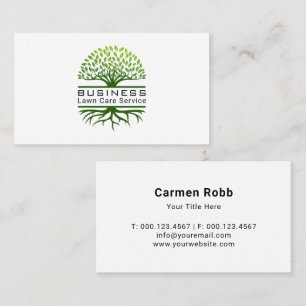 Professional & Modern Landscaping Lawn Tree Green Business Card