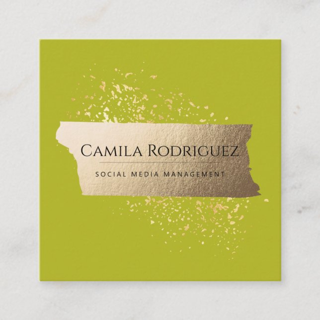 Professional	Modern Lime Green Elegant Square Business Card (Front)