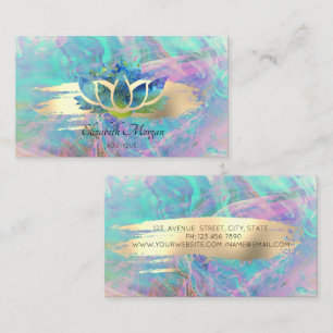 Professional Modern Lotus Gold Brush Stroke Opal Business Card