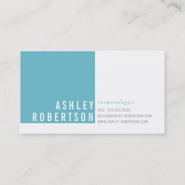 PROFESSIONAL MODERN minimal stylish turquoise blue Business Card (Front)