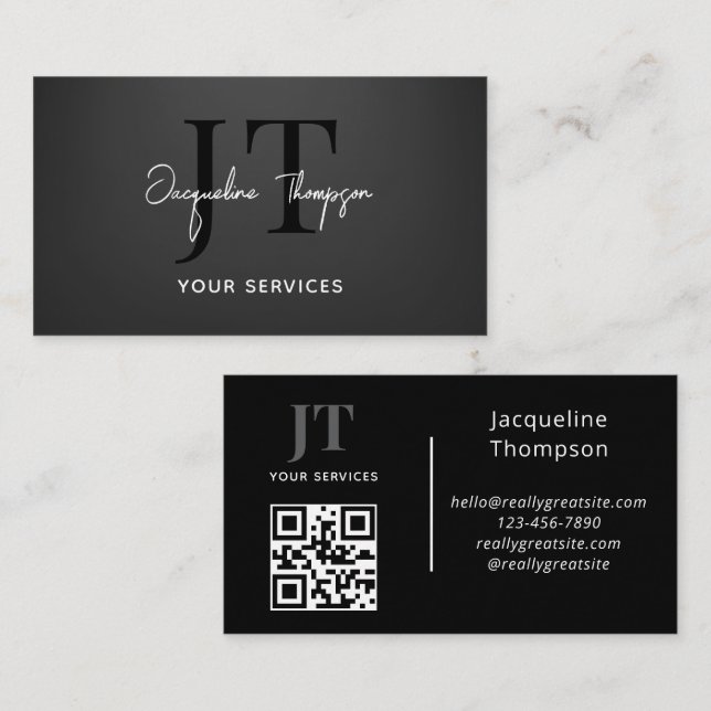 Professional Modern Minimal Typography Black Paper Business Card (Front/Back)