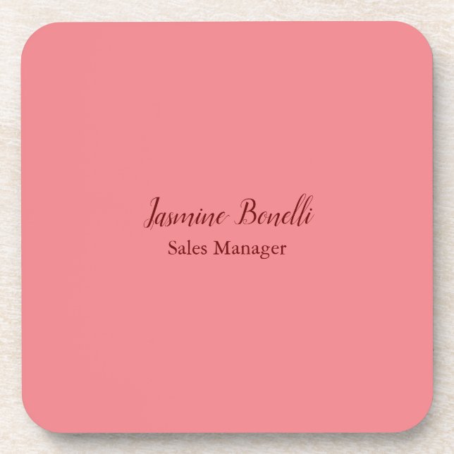 Professional Modern Minimalist Add Name Personal Coaster (Front)