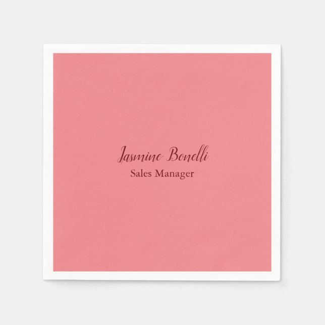 Professional Modern Minimalist Add Name Personal Napkin (Front)
