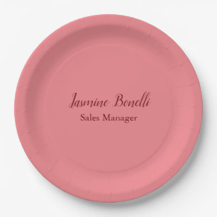 Professional Modern Minimalist Add Name Personal Paper Plate