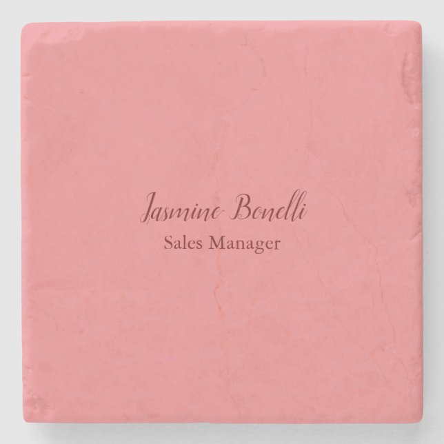 Professional Modern Minimalist Add Name Personal Stone Coaster (Front)