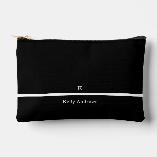 Professional Modern Minimalist Black and White Accessory Pouch (Front)
