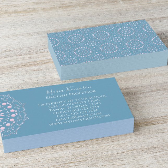 Professional Modern Minimalist Blue Pink Business Card (Creator Uploaded)