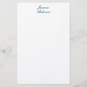 Professional Modern Minimalist Blue White Linen Stationery