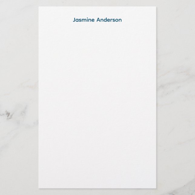 Professional Modern Minimalist Blue White Linen Stationery (Front)