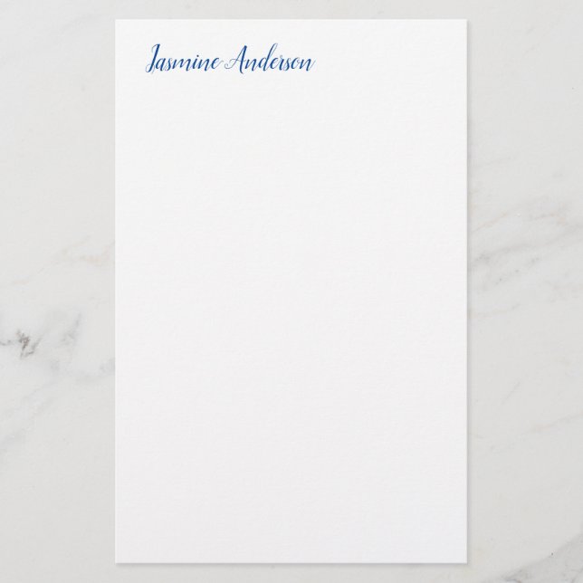 Professional Modern Minimalist Blue White Stationery (Front)