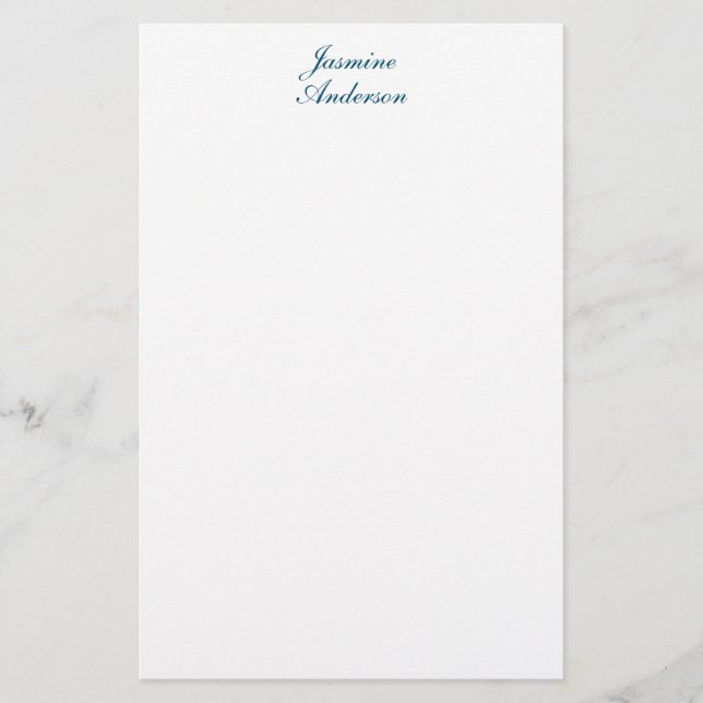 Professional Modern Minimalist Blue White Stationery (Front)